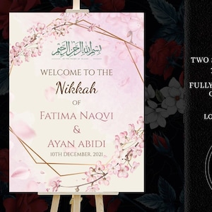 Muslim Wedding Welcome Sign, Printable Waleemah Welcome signage board as Nikkah Signage, Welcome to our Nikaah Signage, Nikkah Welcome Signs