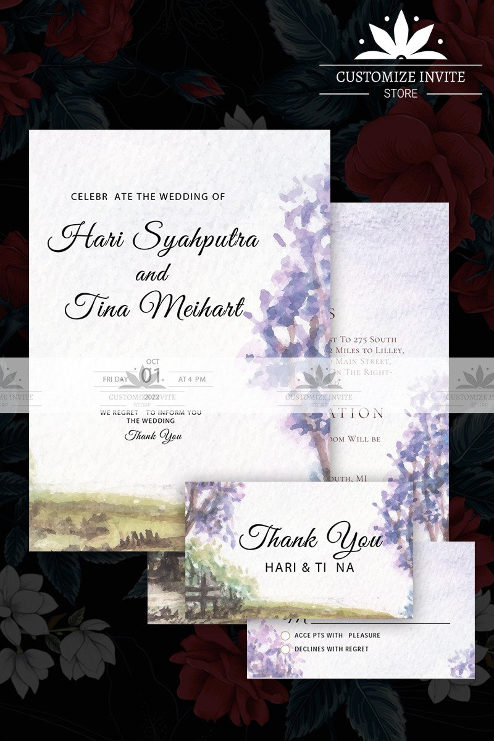 Electronic Wedding Card Digital Invitations Suite Etsy