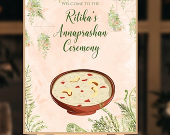 Annaprashan sign & Annaprasan Welcome sign, Rice ceremony sign as Annaprashan sign, Annaprasan decor as rice Kheer feeding sign Annaprasanam