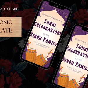 Invitación a la fiesta de Lohri e invitación digital de Lohri, invitaciones de Lohri como tarjetas de Lohri, invitación a la celebración de Lohri como invitación india de Lohri, invitaciones de Lori