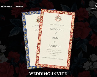 Wedding Invitation, Stylish Wedding Indian Invite, Electronic Hindu Wedding Card Digital Invitations DIY, Customize E-Invite, E-Invitations