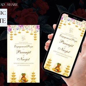 Engagement invitation as Ring Ceremony invites, Indian Engagement invites & Digital Roka Cards, Ring Ceremony invitation as Engagement card