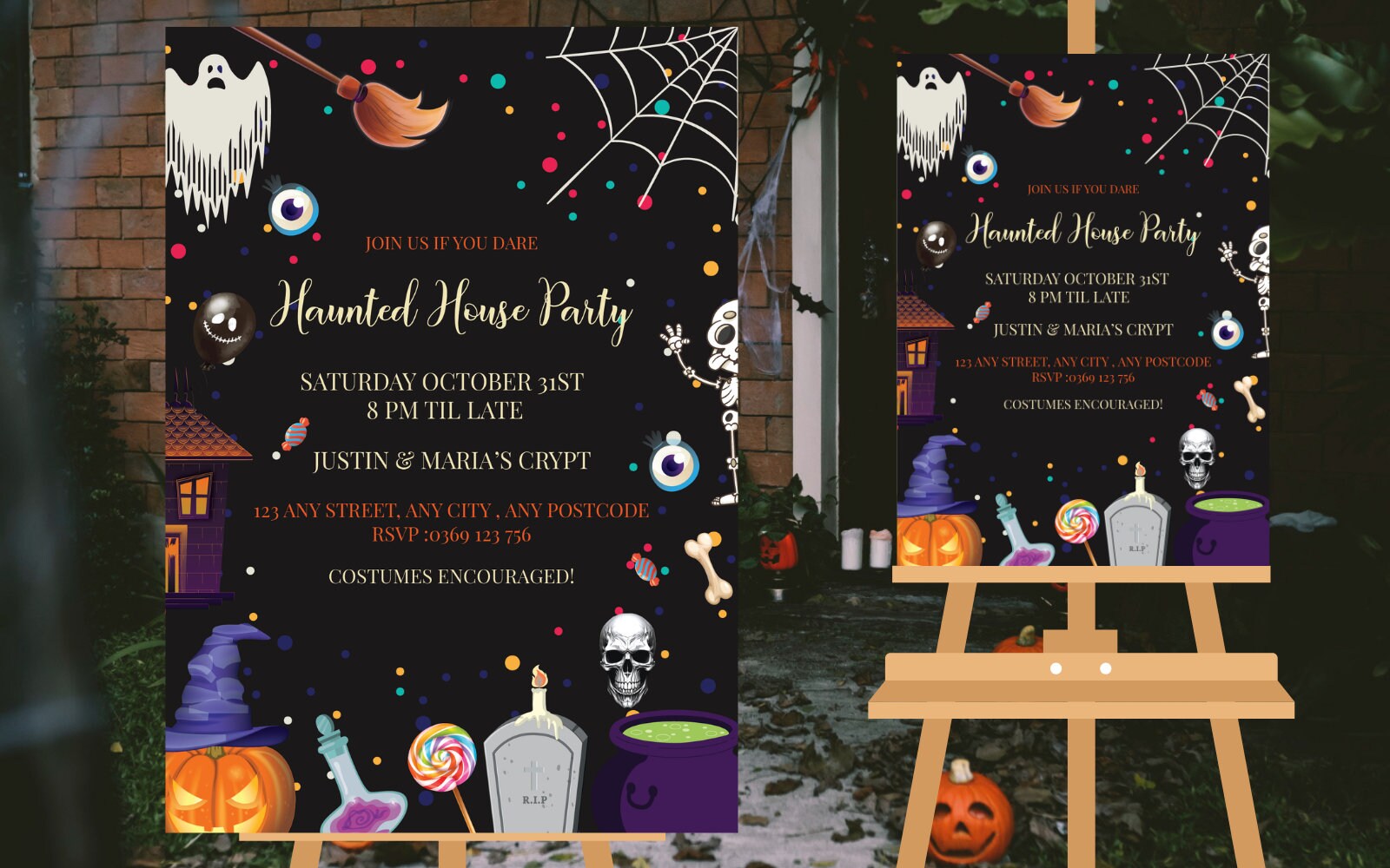 EDITABLE Halloween Invitation Template - Haunted House - Corjl ...
