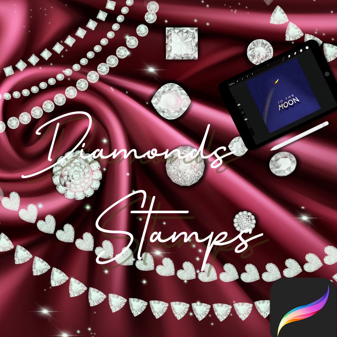 Conjunto de pincéis Diamond para Procreate – Pincéis de gemas realistas para arte no iPad