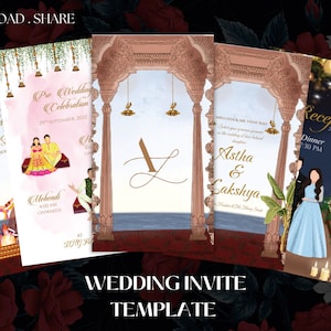 Royal Wedding Invitation, Wedding Indian Invite, Indian Wedding Card Digital Invitations, Customize E-Invite,