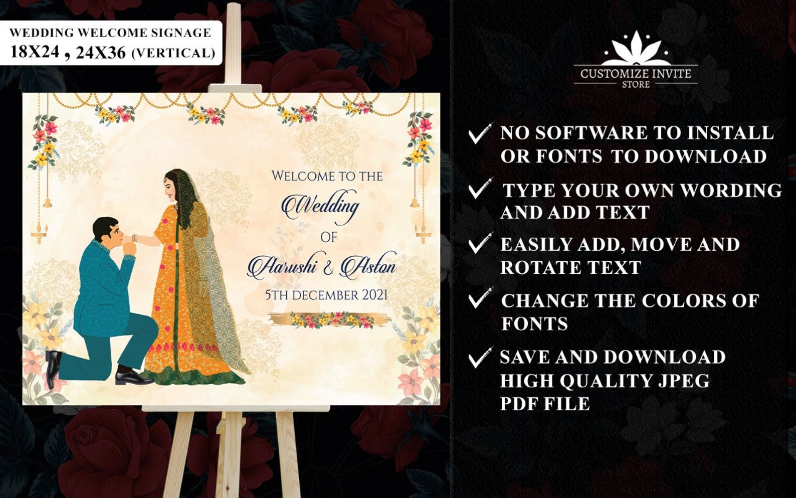 Fully Editable Hindi Shaadi Signage Board, to Our Wedding Sign