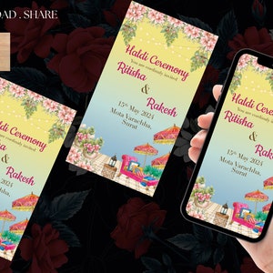Maiyyan invites as Haldi invitations,Dolki Invites, Haldi ceremony invitations Electronic Vatna ceremony & Digital Haldi invite Maiyan card