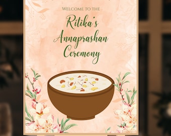 Annaprashan sign & First Rice Feeding sign, Rice ceremony sign as Annaprashan sign, Annaprasan decor as rice Kheer feeding sign Annaprasanam
