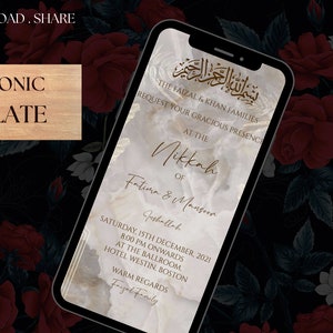 Muslim Wedding Invitation Template Nikkah Invitation Template Editable Digital Muslim Wedding Printable Editable Digital invitation