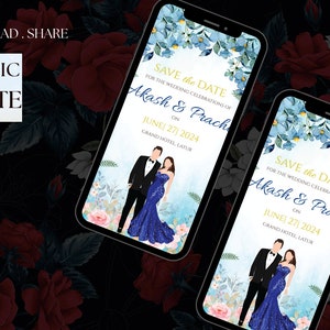 Indian Wedding SAVE THE DATE invitation card Template, Floral Wedding Invitation Save the Date, Indian Wedding Whatsapp Invite Save the Date