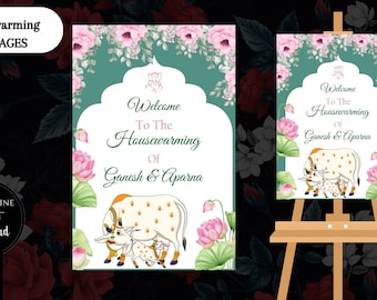 Gruhapravesham invitation & Grihapravesh invite, Indian Housewarming invitation as Indian Pooja invite, Gruhapravesam invite Puja invitation