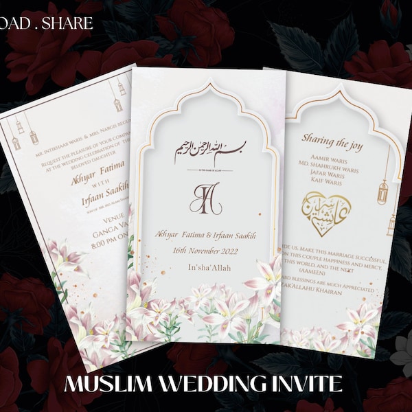 Arab Muslim Wedding Invitations Etsy Denmark