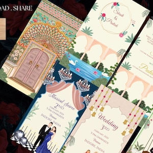 Beautiful traditional  theme wedding invitation, Hindu wedding electronic video invite, Indian wedding editable electronic video.
