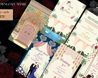 Beautiful traditional  theme wedding invitation, Hindu wedding electronic video invite, Indian wedding editable electronic video.