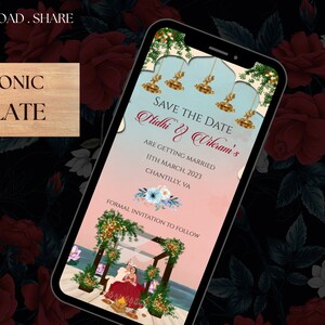 Indian Wedding SAVE THE DATE invitation card Template, Royal Wedding Invitation Save the Date, Indian Wedding Whatsapp Invite Save the Date