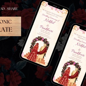Indian invitation Digital wedding card Suite including Engagement Invite & Wedding Invitations, Hindu Wedding card, Ring Ceremony Invitation