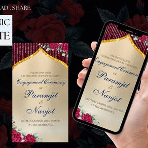 Engagement invitation as Ring Ceremony invites, Indian Engagement invites & Digital Roka Cards, Ring Ceremony invitation as Engagement card