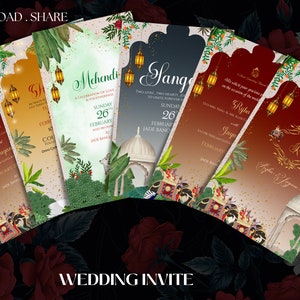 Pichwai indian wedding invite  , indian wedding Invitation  , Einvites for indian wedding as Pichwai theme, Wedding Invite.