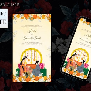 Maiyyan invites as Haldi invitations,Dolki Invites, Haldi ceremony invitations Electronic Vatna ceremony & Digital Haldi invite Maiyan card