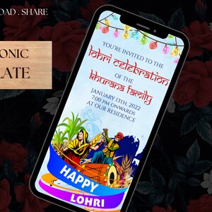 Lohri party invite &digital Lohri invite, Lohri invitations as Lohri cards, Lohri celebration invite as Indian Lohri invite, Lori invites