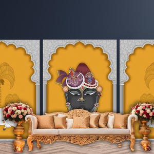 Shrinathji Wedding Backdrop | Pichwai Indian Wedding Digital Backdrop | Decor Printable | Custom Sizes | Hindu Marriage Decoration