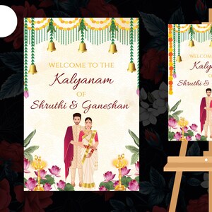 Indian Wedding Welcome Sign Board as Hindu Welcome Signage, Hindu Wedding Ceremony signs Bridal as Welcome to our Happily Ever Signage Board
