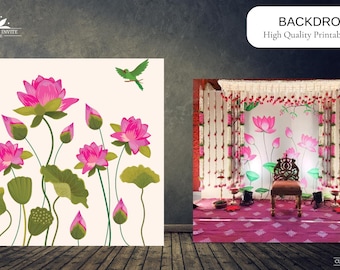 Fondo de tela Pichwai Lotus para Pooja, decoración para bodas y festivales, decoración tradicional para festivales de Pooja.