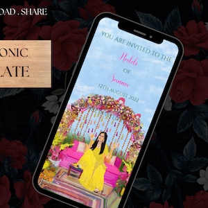 Maiyyan invites as Haldi invitations,Dolki Invites, Haldi ceremony invitations Electronic Vatna ceremony & Digital Haldi invite Maiyan card