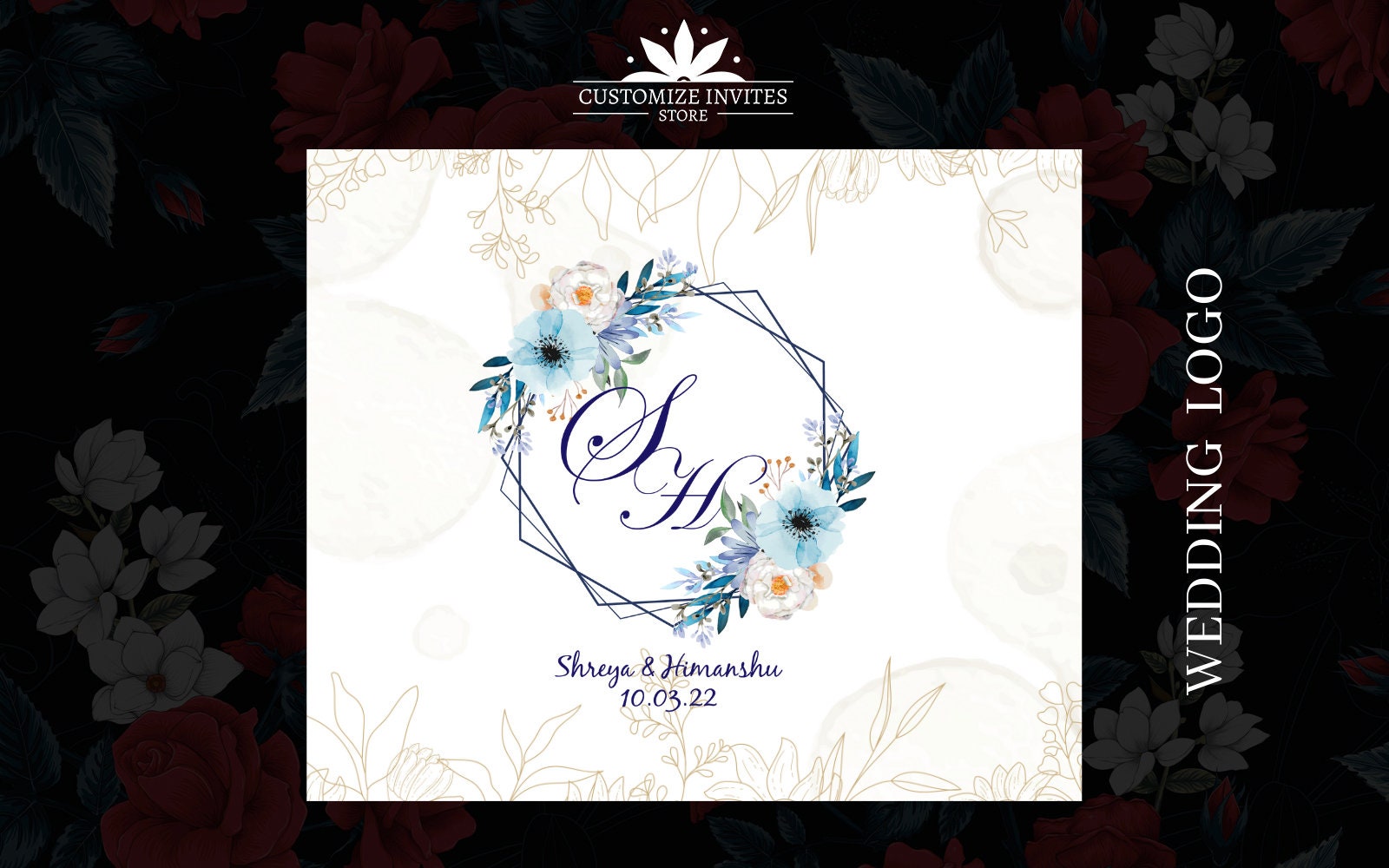 Floral Wedding Logo for Indian Invitation Monogram Crest, Pastel ...