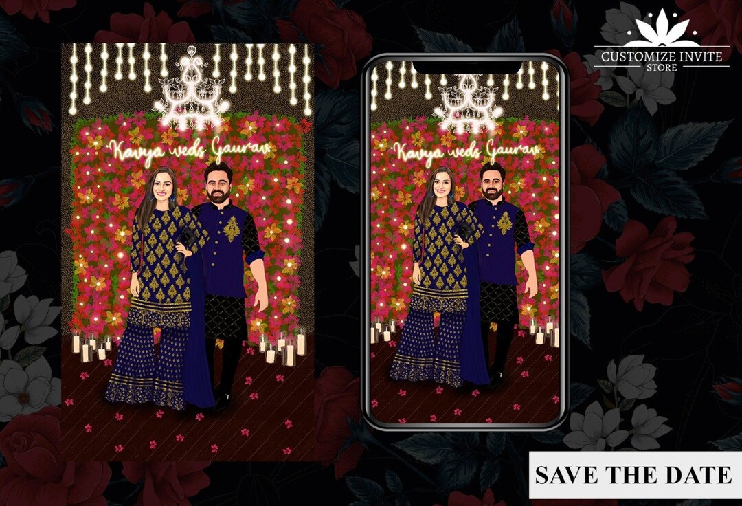 Indian Wedding SAVE THE DATE Invitation Card Template, Custom Wedding ...