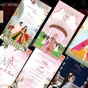 Beautiful pastle theme background evites as WhatsApp invitation, Traditional e-invite template, Easy Editable font and color wedding invites