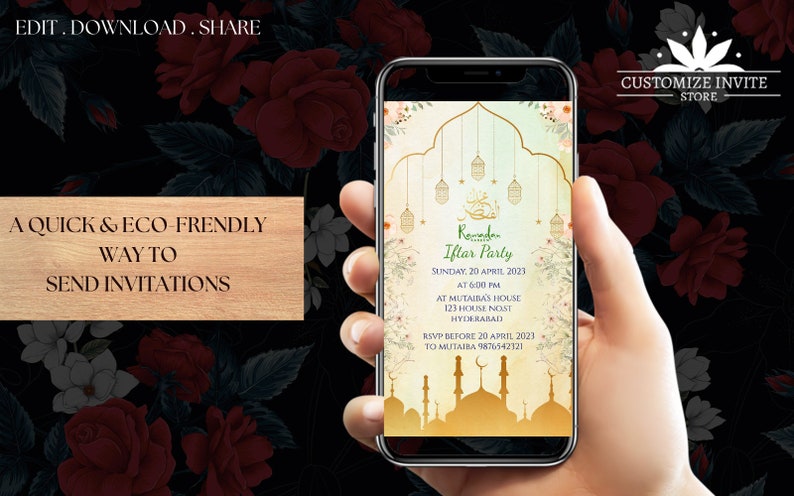 Elegant Arabic Background With Beautiful Lights Editable Iftar Party ...