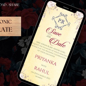 Indian Wedding SAVE THE DATE invitation card Template, Royal Wedding Invitation Save the Date, Indian Wedding Whatsapp Invite Save the Date