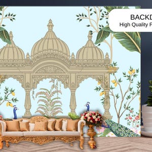 Indian Wedding Backdrop: Customizable Floral Pavilion (Digital Print)