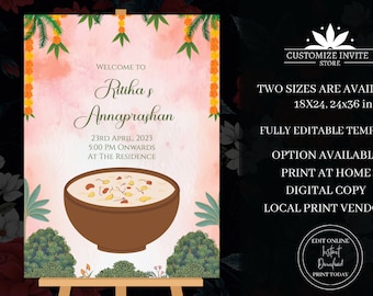 Annaprashan sign & First Rice Feeding sign, Rice ceremony sign as Annaprashan sign, Annaprasan decor as rice Kheer feeding sign Annaprasanam