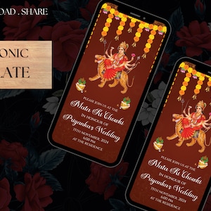 Mata ka Jagrata invite, WhatsApp invitation for mata ka jagrata, jai mata di, mata ki chok iinvite, indian invitation as mata ki chawki