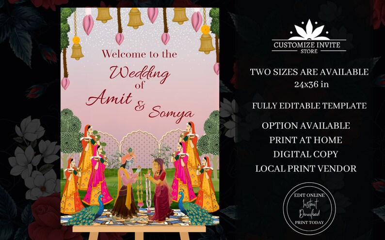 Wedding Welcome Sign as Indian Wedding Welcome Signage Board, Hindu ...