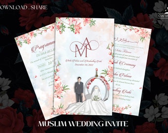 Muslim Wedding Invite Shaadi as lslamic Digital invites Wedding, Wedding invitation Muslim & Islamic invitations Muslim invitations Nikkah