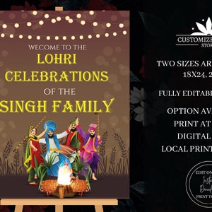 Lohri Partyborden als Welkom Lohri borden, Lohri Welkomstborden & Lohri posters, Lohri decoratie als Welkom bij Lohri Bord, Lohri decorborden