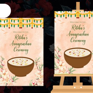 Yellow Rice Ritual Poster Annaprashan Sign & First Rice Feeding Sign, Rice Ceremony Sign as ...