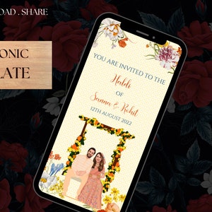 Maiyyan invites as Haldi invitations,Dolki Invites, Haldi ceremony invitations Electronic Vatna ceremony & Digital Haldi invite Maiyan card