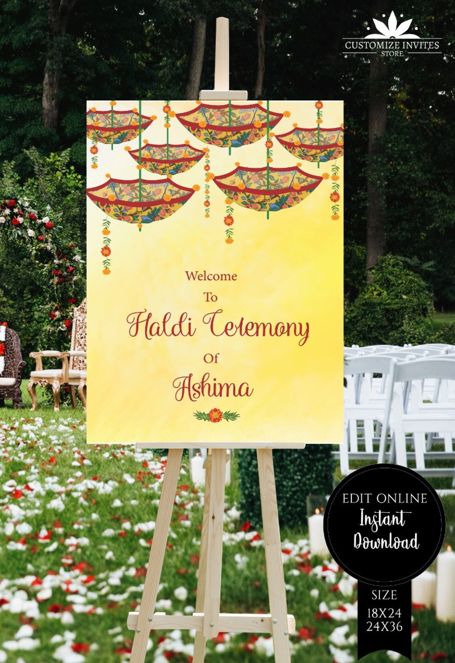 Haldi Signs, Haldi Ceremony Signage Bride for Indian