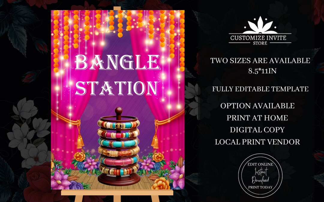 Bangle Bar Signs Desi Wedding Decor, Bangle Decoration & Henna Station ...