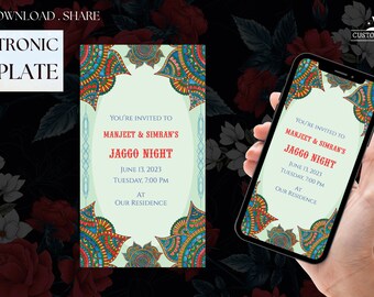 Jaggo Night invites as Jaggo Wedding Mandala, Jago invitation as Jaggo e-invites, Digital Jaggo cards Jaggo invite as Jaggo invitations