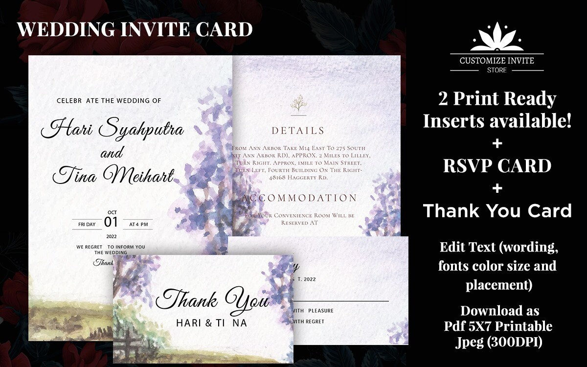 Electronic Wedding Card Digital Invitations Suite Etsy