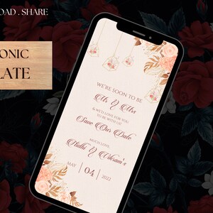 Indian Wedding SAVE THE DATE invitation card Template, Floral Wedding Invitation Save the Date, Indian Wedding Whatsapp Invite Save the Date