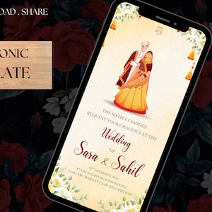 Indian Wedding SAVE THE DATE invitation card Template, Royal Wedding Invitation Save the Date, Indian Wedding Whatsapp Invite Save the Date