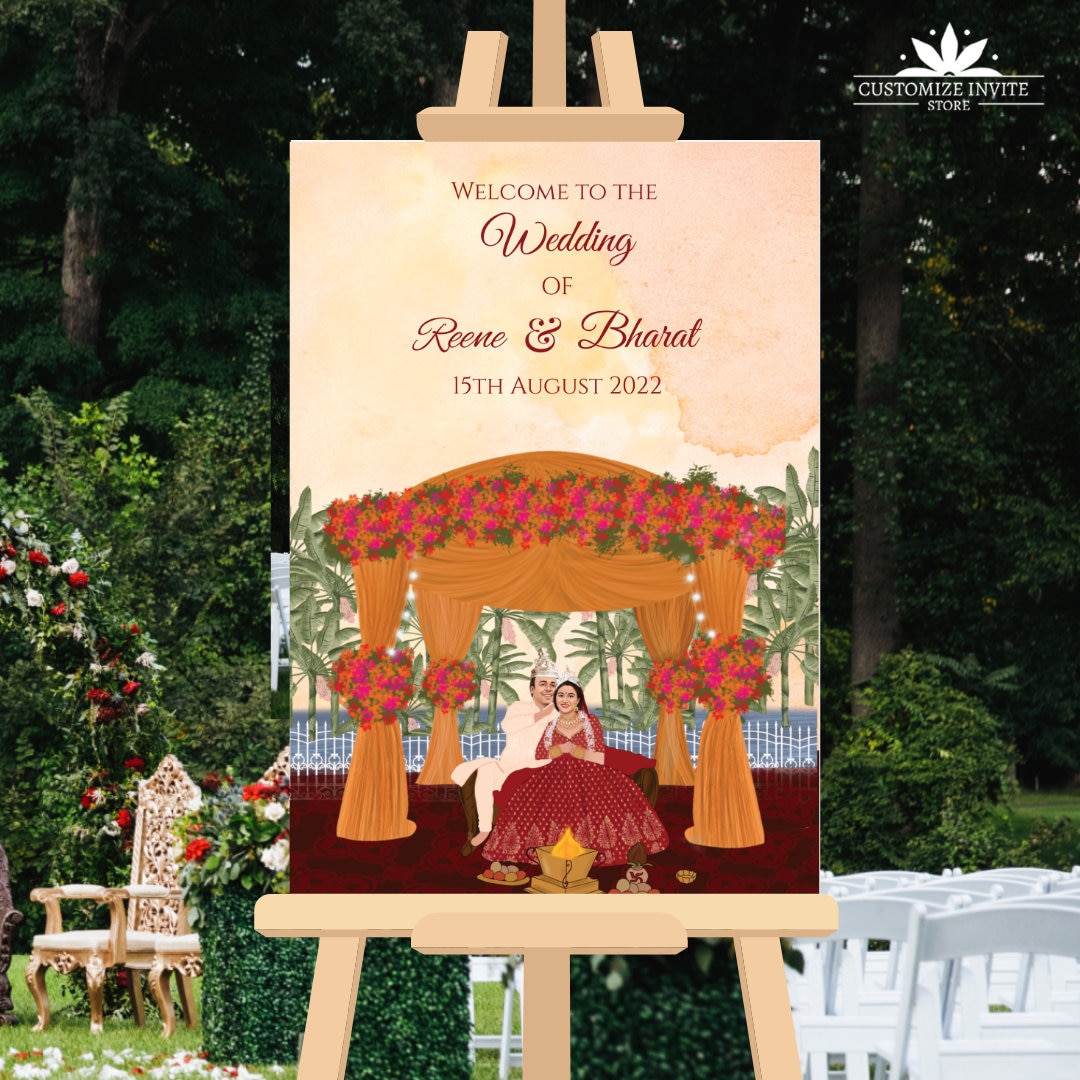 Bengali Wedding Signages for Indian Wedding Easel Sign Bengali Couple
