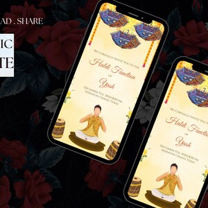 Maiyyan invites as Haldi invitations,Dolki Invites, Haldi ceremony invitations Electronic Vatna ceremony & Digital Haldi invite Maiyan card
