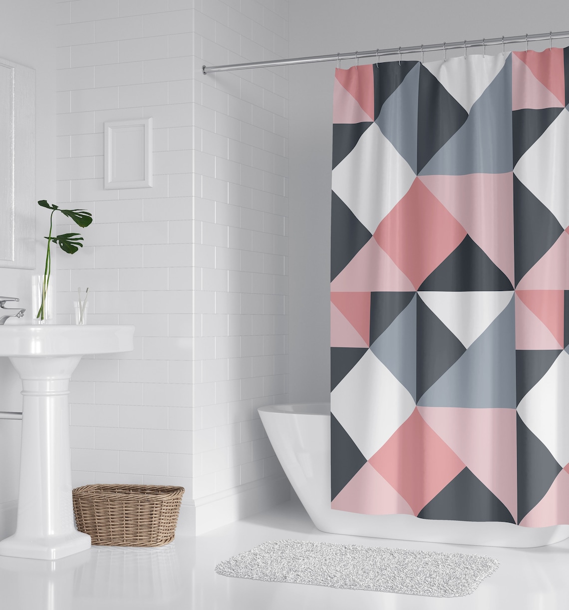 Geometric Shower Curtain Colorful Shapes Abstract Pattern | Etsy
